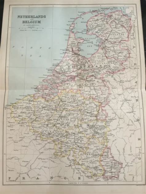 antique map dated 1887 netherlands and belgium europe colour map of the world art £13 99 picclick uk