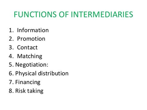 Functions Of Intermediaries