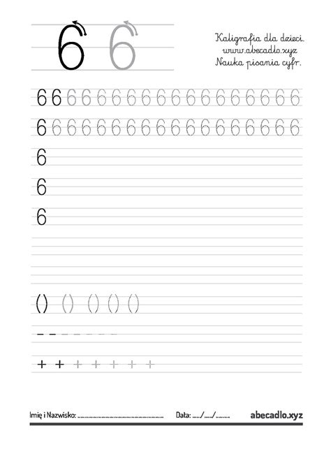 Darmowe kolorowanki bing do wydruku. Szablon do Nauki Pisania dla Dzieci Cyfra Liczba 6 Sześć | Darmowe Kolorowanki do Wydruku