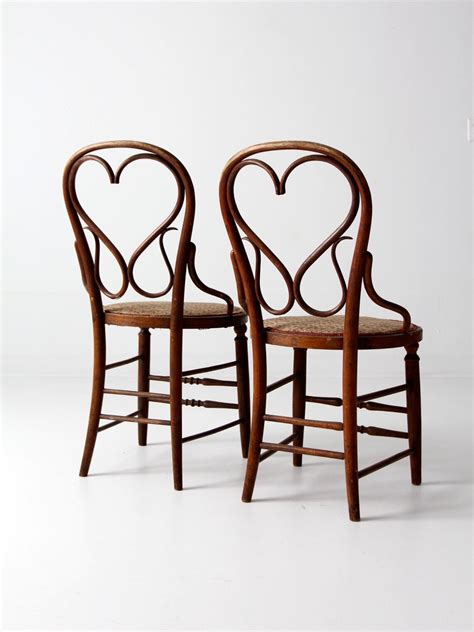 Antique Bentwood Chair Set2 Heart Back Wood Chairs With Etsy
