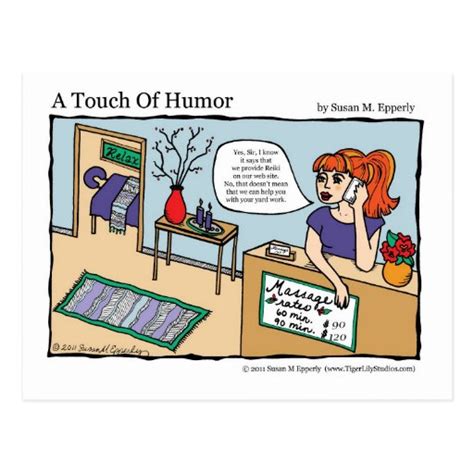 A Touch Of Humor Reiki Energy Work Massage Comic Postcard Zazzle