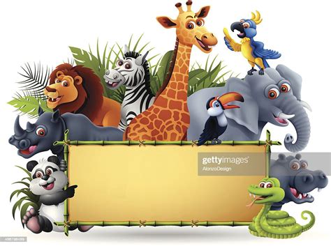 Wild Animals With Bamboo Banner High Res Vector Graphic Getty Images