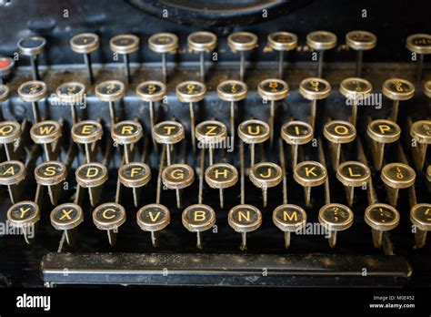 Old Typewriter Keyboard Close Up Vintage Antique Style Typewriter