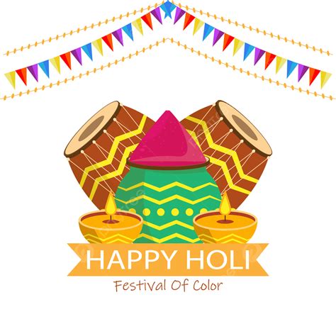 Colorful Flat Detailed Happy Holi Festival Illustration Holi Color