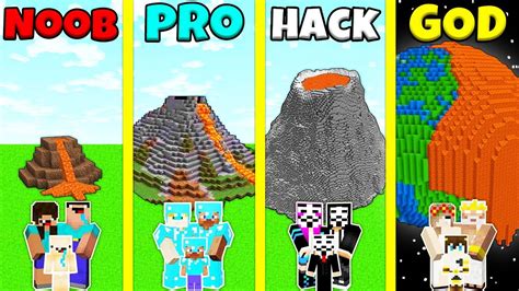 Minecraft Battle Noob Vs Pro Vs Hacker Vs God Lava Volcano Base House