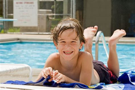 Boy Having Fun At The Pool Stock Image Image