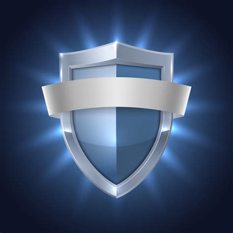 Glowing Shield With Blank Ribbon Safety Badge 435394 Vector Art At Vecteezy