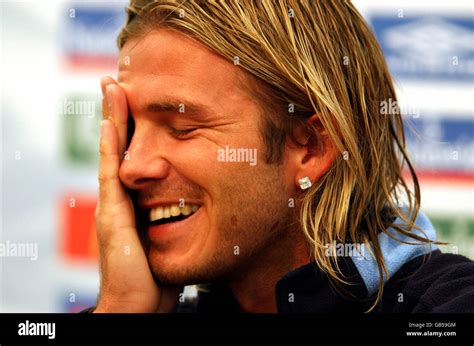 England Captain David Beckham During A Press Conference Before The Game