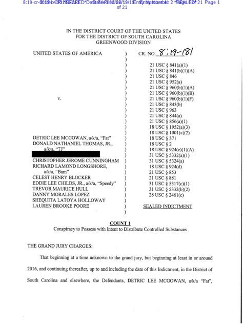 Federal Grand Jury Indictment Detric Lee Mcgowan And Others