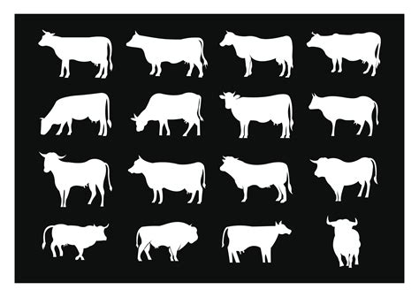 Cow Grazing On Meadow Cow Silhouette In Field Eating Grass Vector Cow Icon Or Logo For Farm