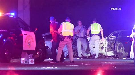 Messy Commute Fiery Two Car Crash On 605 In Santa Fe Springs