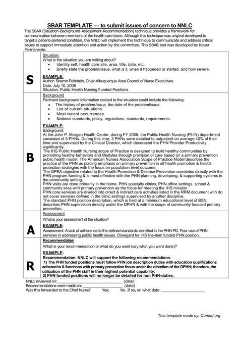 Free Download Printable Sbar Template Word And Pdf