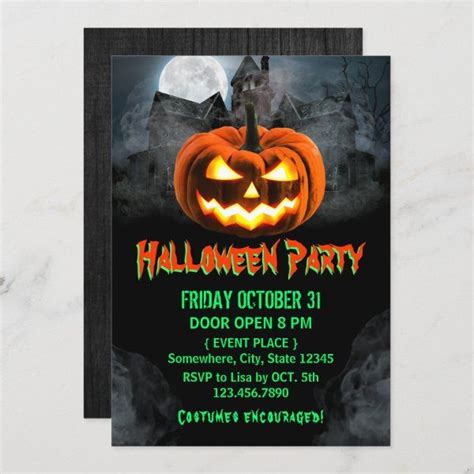 Spooktacular Pumpkin Haunted House Halloween Party Invitation Haunted