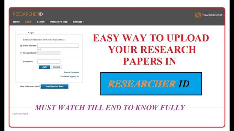 Know How To Upload Your Research Article In Researcher Id Easy Step
