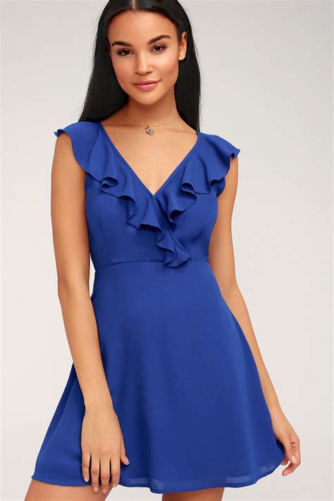 Cute Royal Blue Dress Ruffled Dress Backless Dress Lulus