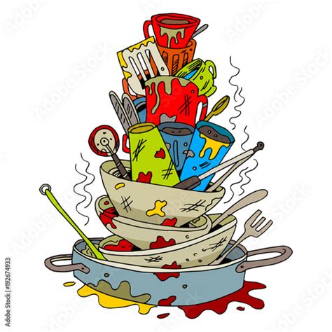 Stack Of Dirty Dishes Stock Image And Royalty Free Vector Files On