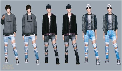 Maledestroyed Jeans디스트로이드 진남자 의상 Sims4 Marigold