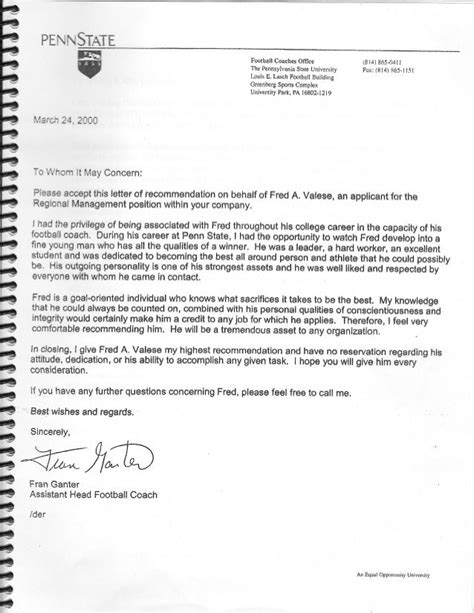 Letter Of Recommendation Penn Statepdf