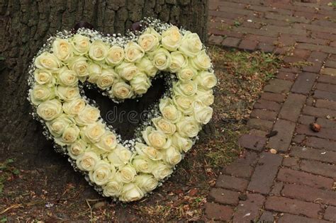 Heart Shaped Sympathy Flowers Stock Image Image Of Arrangement White