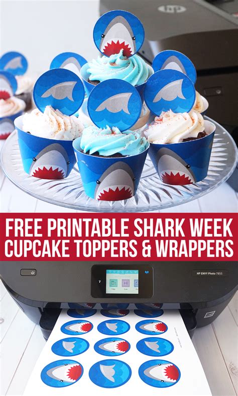 This free printable template is perfect for you if you've ever wondered how to make cupcake toppers or cocktail picks. Free Printable Shark Week Cupcake Toppers & Wrappers ...