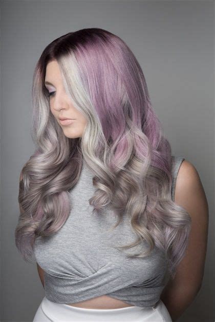 How To Smokey Lavender Hair Color With Face Framing Silver Accent