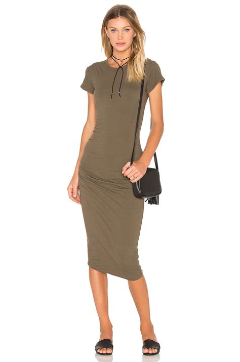 James Perse Classic Skinny Dress In Army Green REVOLVE