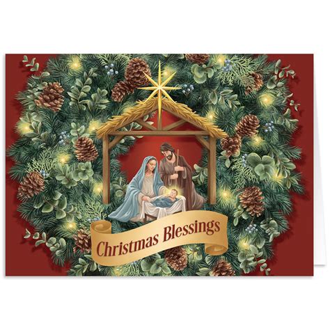 Nativity Wreath Religious Christmas Card Holiday Card Miles Kimball