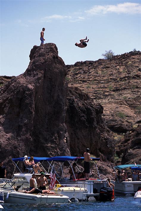 Jumping Off A Rock At Copper Canyon In Lake Havasu Todd Bigelow