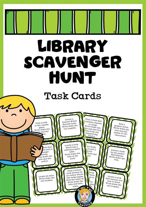 Library Scavenger Hunt Task Cards Upper Elementary Library Scavenger Hunts Library Skills