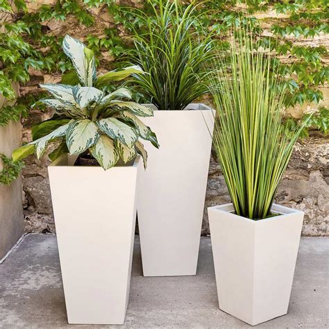 Natalie Modern Durable White Tapered Outdoor Planter Set Of 3