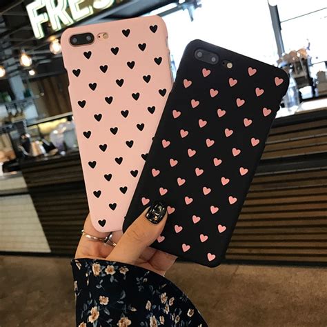 Fashion Cute Love Heart Phone Case For Iphone 7 7plus 6 6s Plus Girl Style Matte Hard Protective