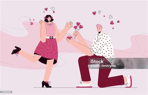 恋にひざまずく男は幸せな女性にプロポーズをする ひざまずくのベクターアート素材や画像を多数ご用意 ひざまずく ボディケア 花嫁 istock