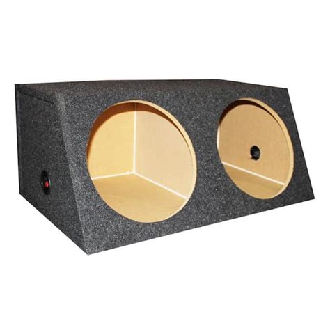 Q Power Dual 12 In Sealed Angled Subwoofer Sub Box Speaker Enclosure Qsmbass12 The Home Depot