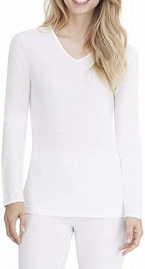 Cuddl Duds Womens Knit Top Softwear Long Sleeve V Neck White Xs At