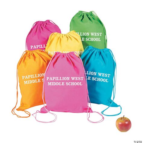 Personalized Large Neon Canvas Drawstring Backpacks Oriental Trading
