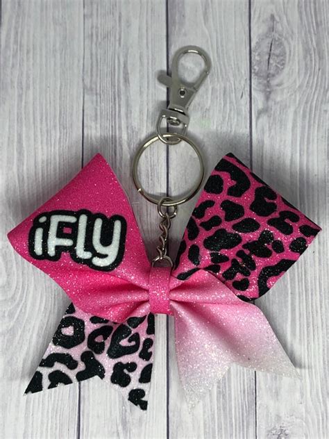 Ifly Cheer Bow Keychains Cheetah Print Glitter Sublimation Etsy