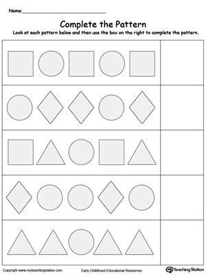 Early Childhood Math Worksheets | Pattern worksheets for kindergarten