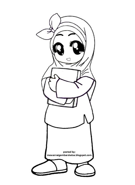 Mewarnai Gambar: Gambar Kartun Anak Mengaji
