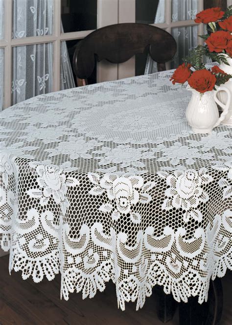 Table cloth cover tablecloth round square oval rectangle plastic lace pattern. Rose Oval Tablecloth | Heritage Lace