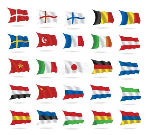 World Flags Collection On White Stock Vector Illustration Of Country