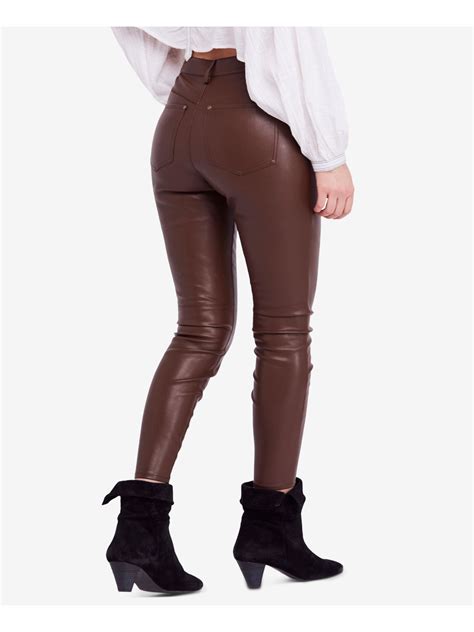 Free People 78 Womens New 1477 Brown Faux Leather High Waist Pants 25