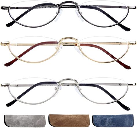 Buy Optix 55 Half Frame Reading Glasses 3 Packsemi Rimless Half Moon Readers For Men Women