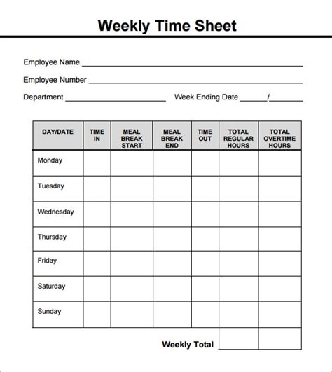 15 Sample Weekly Timesheet Templates For Free Download Sample Templates
