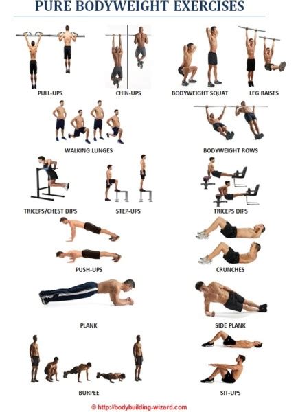 Bodyweight Exercises Poster Chart • Bodybuilding Wizard
