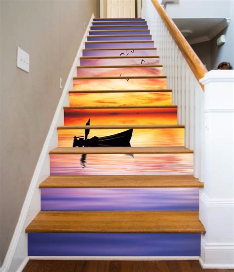3d Sea Boat 883 Stair Risers Decoration Photo Mural Vinyl Decal