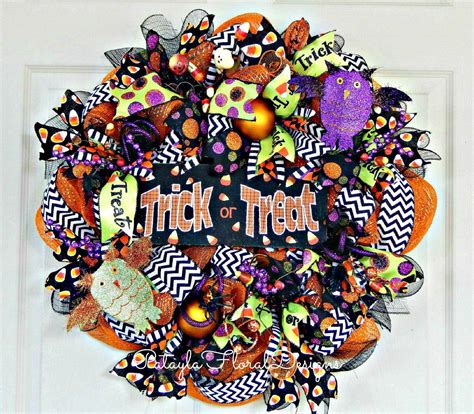 Trick Or Treat Wreath Halloween Owl Deco Mesh Wreath | Etsy | Halloween ...