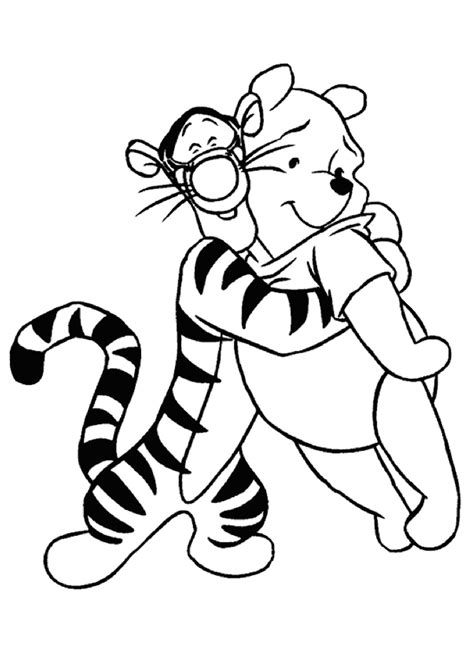 Winnie Pooh And Tigger Looking Excited Disney Coloring Pages Print