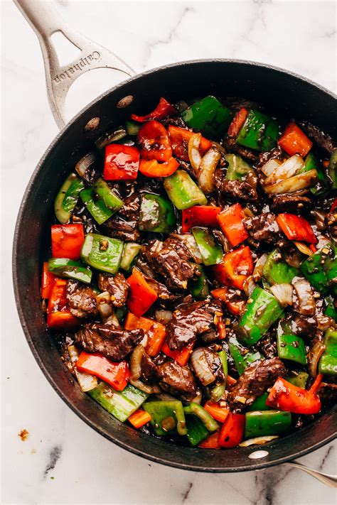 A chinese stir fry recipe is usually flavored with soy sauce. Garlic Lovers Pepper Steak Stir Fry Recipe | Little Spice Jar