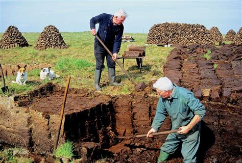Peat Fields Abound Modern Day Peat Harvesting In Ireland Stock