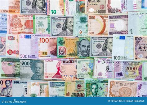 Closeup On Banknotes Collection From All Around World Stock Photo